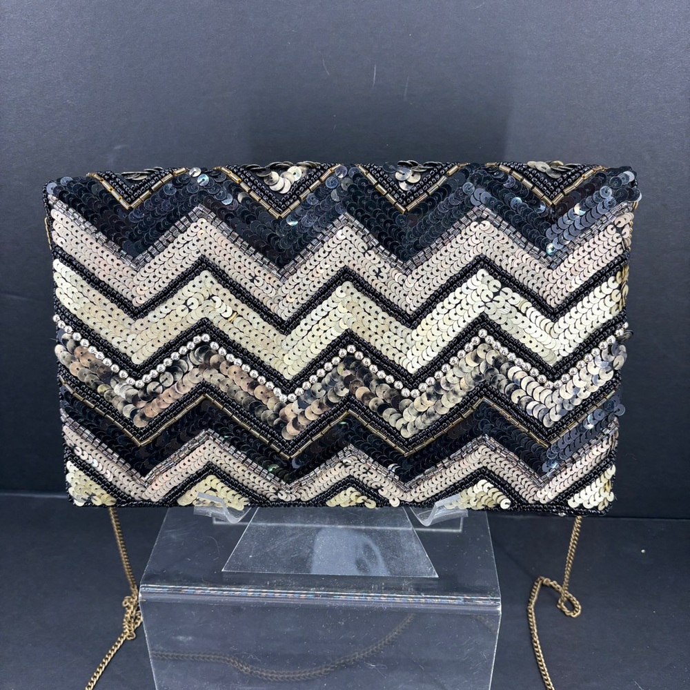Beaded‎ Sequin Clutch Evening Bag Hand Made in India - Picture 2 of 15